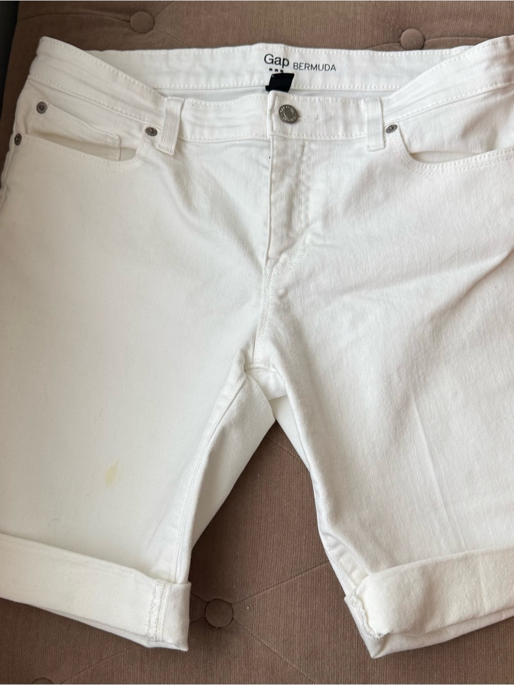 GAP Cream Bermuda Shorts with Label Detail